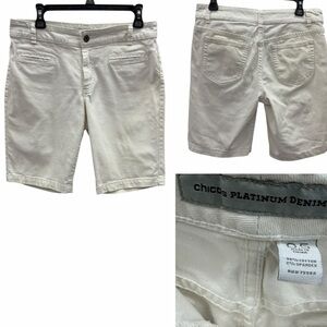 Chicos Platinum Denim White Bermuda Shorts 0.5 or Size 6